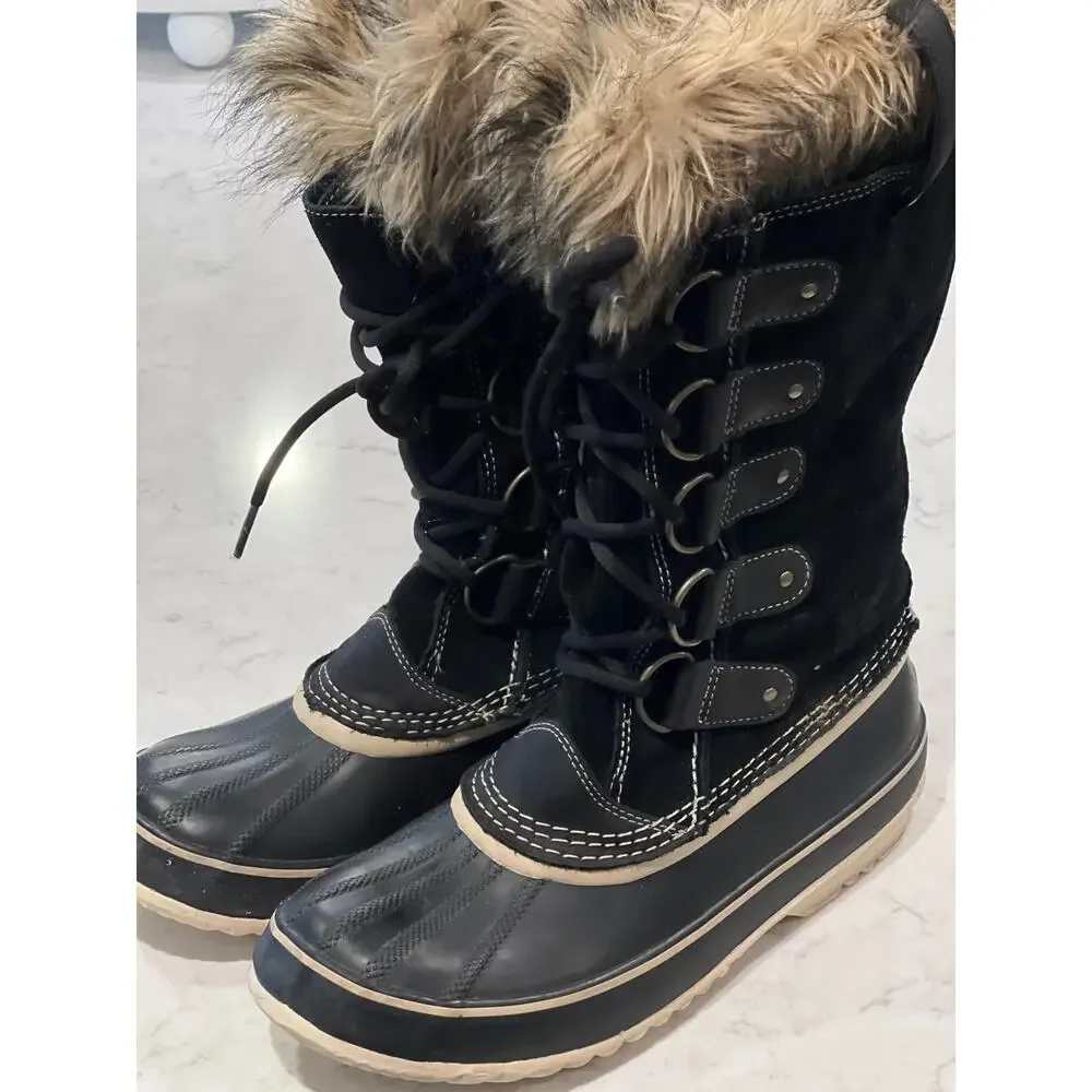 Sorel Women’s Joan of Arc Faux Fur‎ Waterproof Winter Snow Boots Size 11 Black